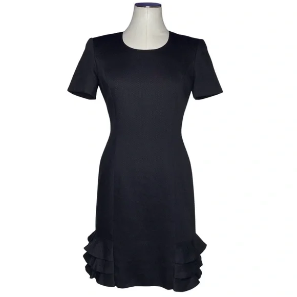 Carolina Herrera Black Short Sleeve Ruffle Dress - Picture 2 of 12